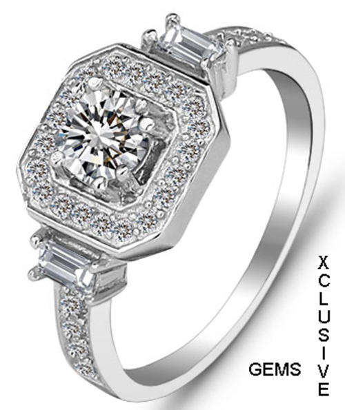 **LOCALLY IN STOCK** GENUINE SOLID STERLING SILVER SIMULATED DIAMOND LADIES RING