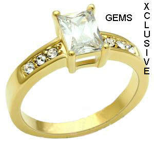 ** 18K GOLD PLATED SIMULATED DIAMOND LADIES RING