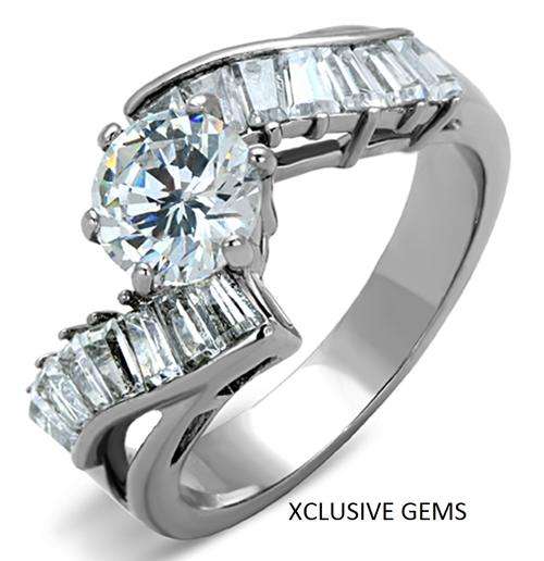 *SIMULATED DIAMOND STAINLESS STEEL ENGAGEMENT RING