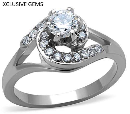*SIMULATED DIAMOND STAINLESS STEEL ENGAGEMENT RING