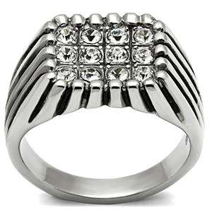 STAINLESS STEEL SIMULATED DIAMOND MEN'S RING