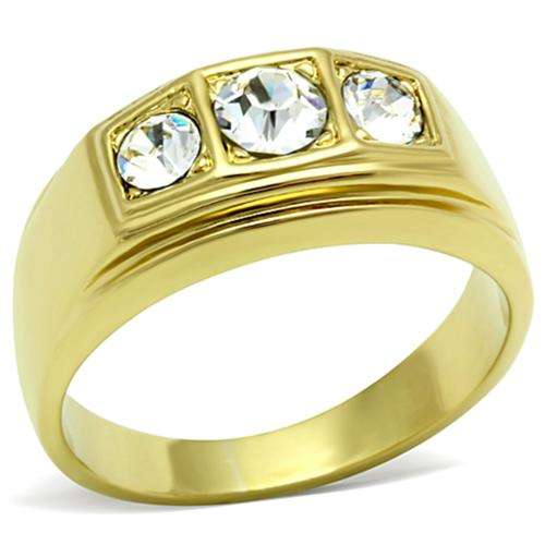 18K GOLD PLATED SIMULATED DIAMOND MEN'S RING