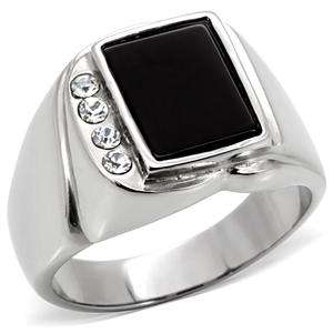STAINLESS STEEL SIMULATED DIAMOND MEN'S RING