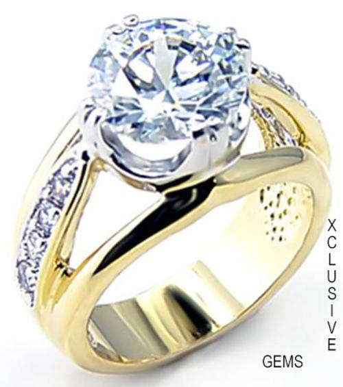 *LOCALLY IN STOCK* YELLOW GOLD PLATED SIMULATED DIAMOND LADIES RING