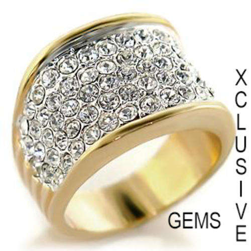 *LOCALLY IN STOCK* YELLOW GOLD PLATED SIMULATED DIAMOND LADIES RING