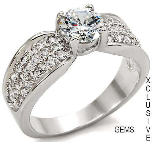 LOCALLY IN STOCK* GORGEOUS* 18K WHITE GOLD PLATED SIMULATED DIAMOND LADIES RING