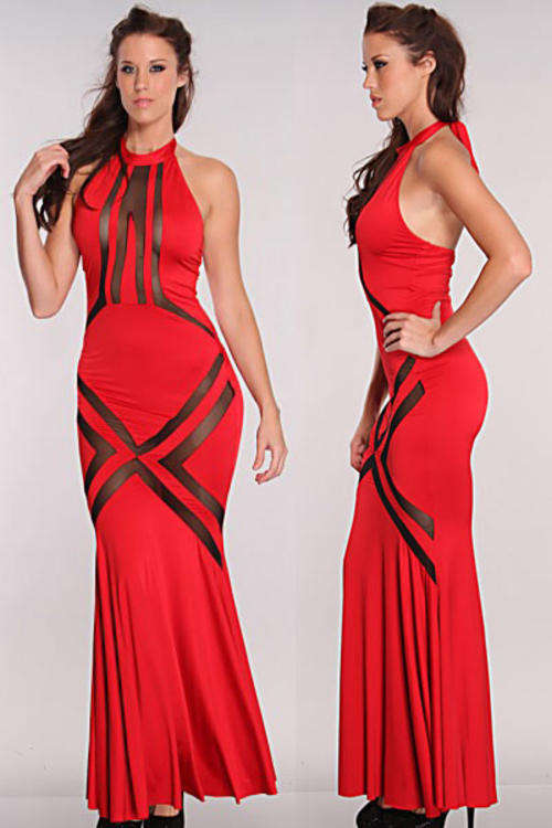 ELEGANT MESH STRIPE DETAIL DRESS