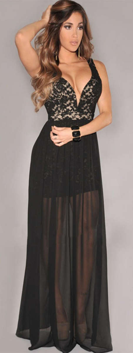 SEXY PLUNGING NECK LINE DRESS