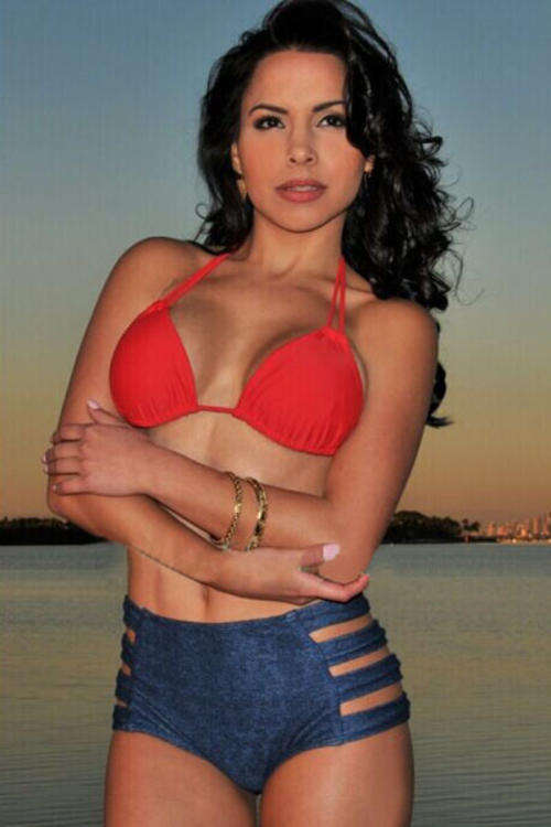 DELIGHTFUL RED & DENIM HIGH WAIST BIKINI