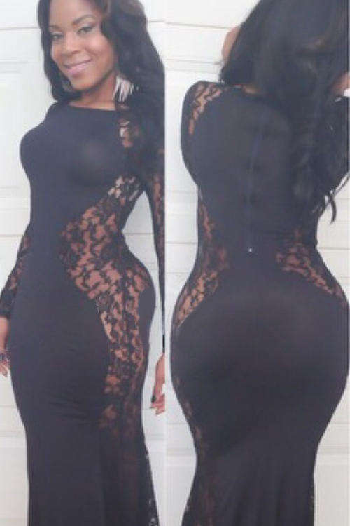 LOVELY LACE PANEL MAXI DRESS