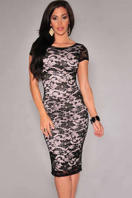 BEAUTIFUL BLACK LACE OVERLAY DRESS