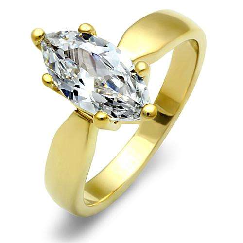 *SIMULATED DIAMOND 18K YELLOW GOLD PLATED LADIES RING