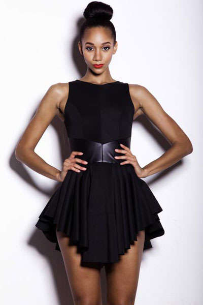 SEXY BLACK RUFFLES SKATER DRESS