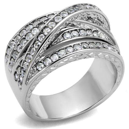 * 18K WHITE GOLD PLATED SIMULATED DIAMOND RING