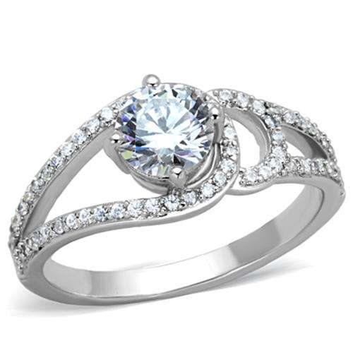** 18K WHITE GOLD PLATED SIMULATED DIAMOND LADIES RING