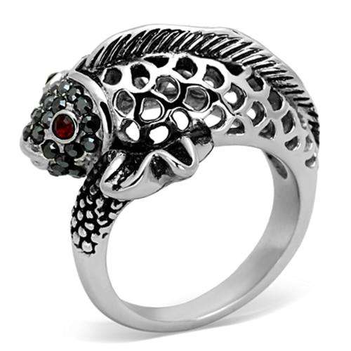 ** 18K WHITE GOLD PLATED SIMULATED RUBY LADIES RING