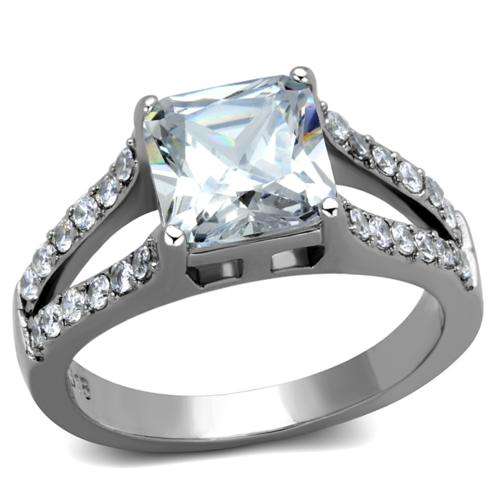 ** 18K WHITE GOLD PLATED SIMULATED DIAMOND LADIES RING
