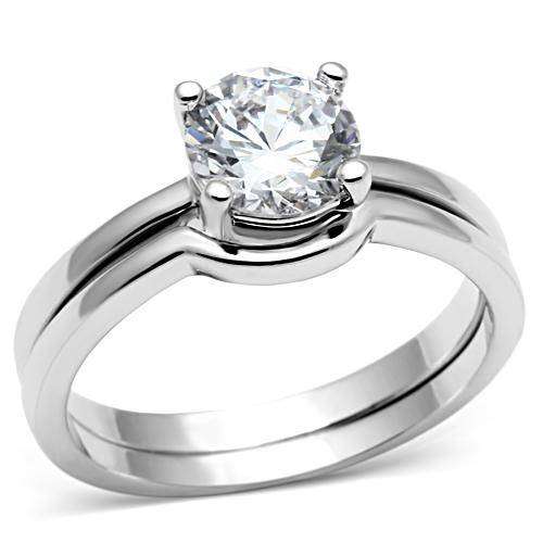 BEAUTIFUL 18K WHITE GOLD PLATED SIMULATED DIAMOND WEDDING RING SET