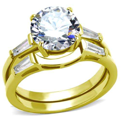 ** 18K YELLOW GOLD PLATED SIMULATED DIAMOND LADIES RING