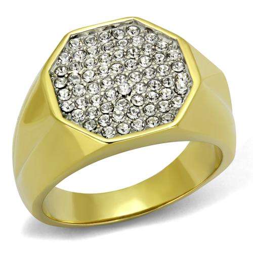 18K YELLOW GOLD PLATED GENUINE SOLID STAINLESS STEEL MEN'S RING
