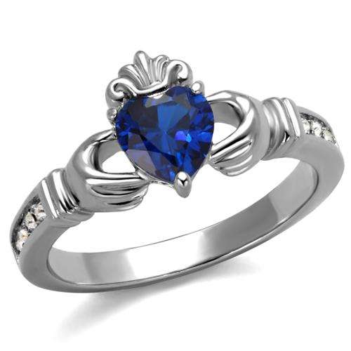 *LOCALLY IN STOCK* STUNNING 18K WHITE GOLD PLATED SIMULATED SAPPHIRE LADIES RING