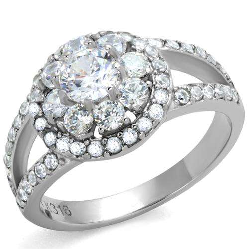** 18K WHITE GOLD PLATED SIMULATED DIAMOND LADIES RING