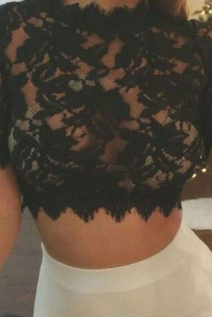 INTRICATE DETAIL SHEER LACE CROP TOP