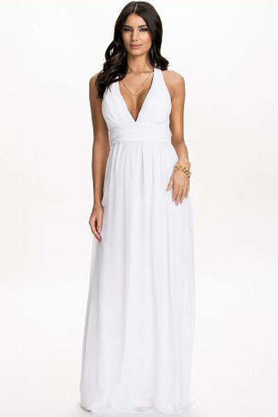 LOCAL STOCK WONDERFUL WHITE CHIFFON LINED MAXI DRESS