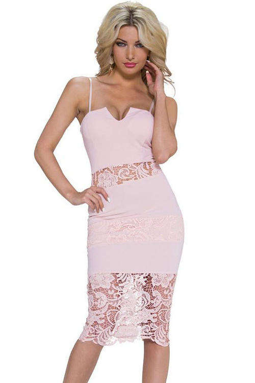 LOVELY LACE PANEL INSERT DRESS