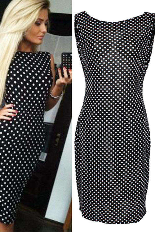 PRETTY POLKA DOT OPEN BACK DRESS