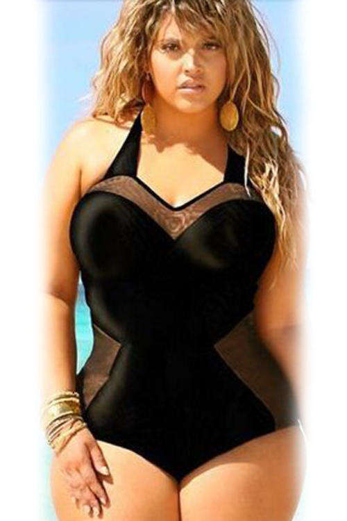 **PLUS SIZE** MAGNIFICENT MESH DETAIL SWIMSUIT