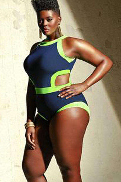 **PLUS SIZE** TRENDY CONTRAST COLOUR MONOKINI