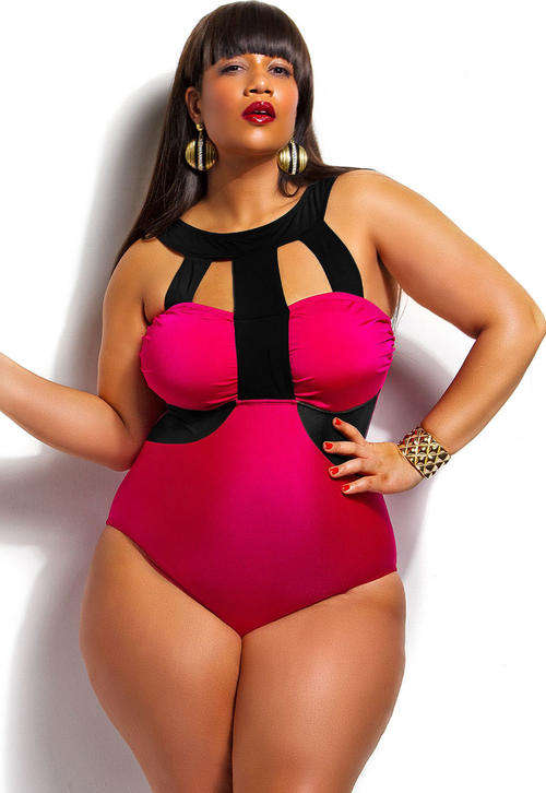 **PLUS SIZE** MAGNIFICENT MESH INSERT DETAIL SWIMSUIT