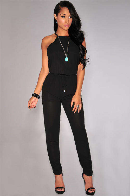 STYLISH SHEER MESH LEGS WITH RACER BACK DESIGN JUMPSUIT
