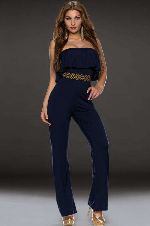 STYLISH STRAPLESS OFF SHOULDER DESIGN JUMPSUIT