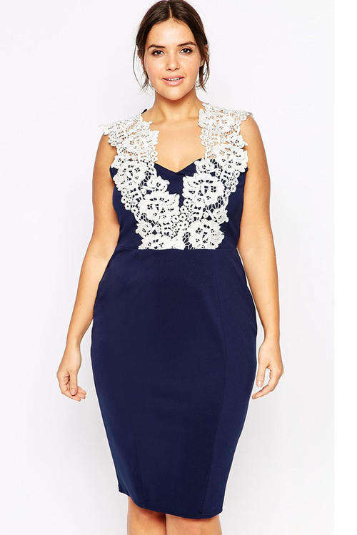 **PLUS SIZE** PRETTY FLORAL LACE DETAIL DRESS