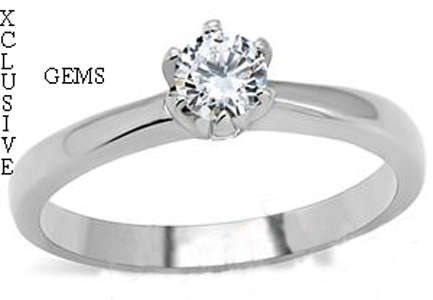** STUNNING 18K WHITE GOLD PLATED SIMULATED DIAMOND LADIES RING