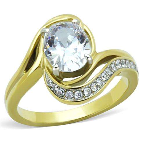 **18K GOLD PLATED SIMULATED DIAMOND LADIES RING