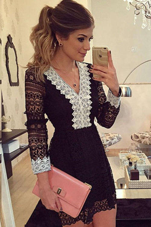 BEAUTIFUL ALL OVER LACE CONTRAST COLOUR DRESS
