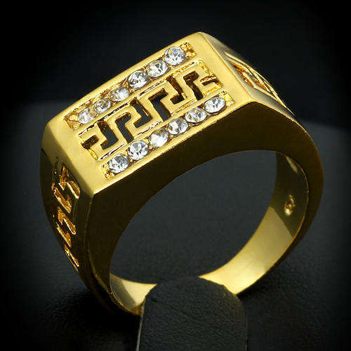*LOCALLY IN STOCK* 18K YELLOW GOLD PLATED SIMULATED DIAMOND MEN'S RING