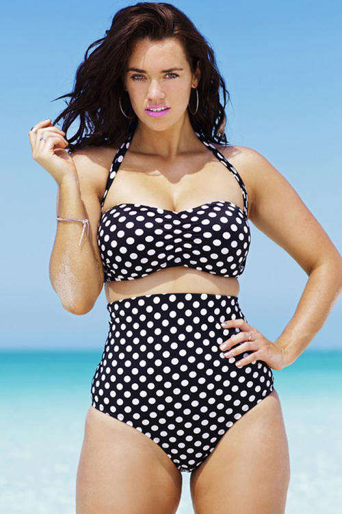 **PLUS SIZE** PRETTY POLKA DOT HIGH WAIST BIKINI