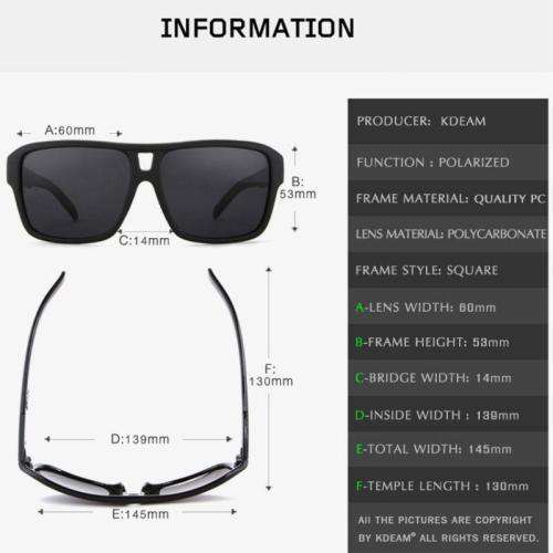 KDEAM KD520 Square Style Polarized Sunglasses - Black and Red. Local Stock