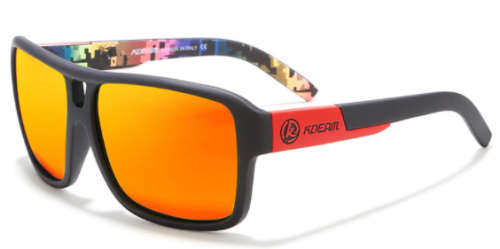KDEAM KD520 Square Style Polarized Sunglasses - Black and Red. Local Stock