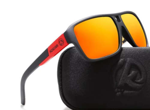 KDEAM KD520 Square Style Polarized Sunglasses - Black and Red. Local Stock