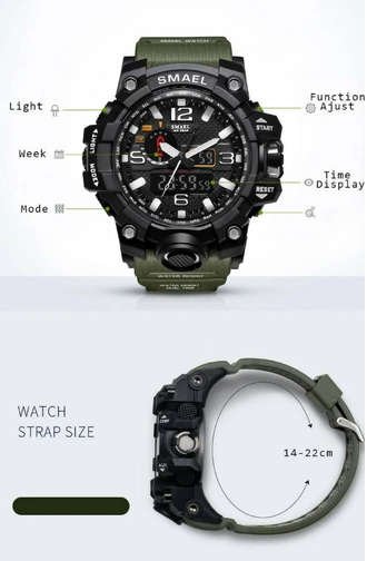 LOCAL STOCK - SMAEL Brand - Multifunctional Sport Fashion Design Watch.