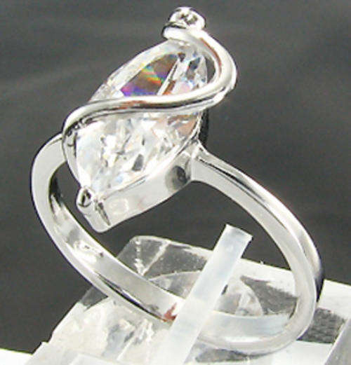 Simulated Diamond 18K White Gold Plated Ring - NO COMBINED POSTAGE