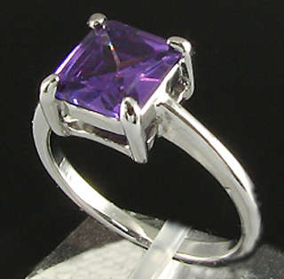 Simulated Amethyst 18K White Gold Plated Ring