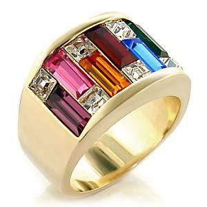 Multi Coloured Cubic Zirconia 18K Yellow Gold Plated Ring