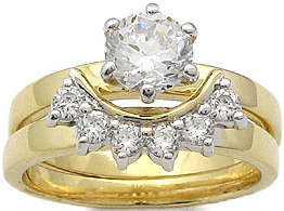 Simulated Diamond 18K Yellow Gold Plated Wedding Ring Set