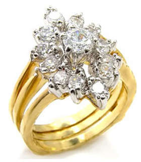 Simulated Diamond 18K Yellow Gold Plated Wedding Ring Set NO COMBINED POSTAGE